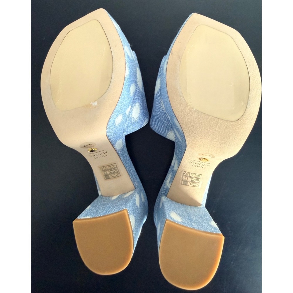 NWB Stuart Weitzman Squarehigh Platform 95 Slide Ocelot Denim Sandals 8.5 39 - Picture 3 of 15